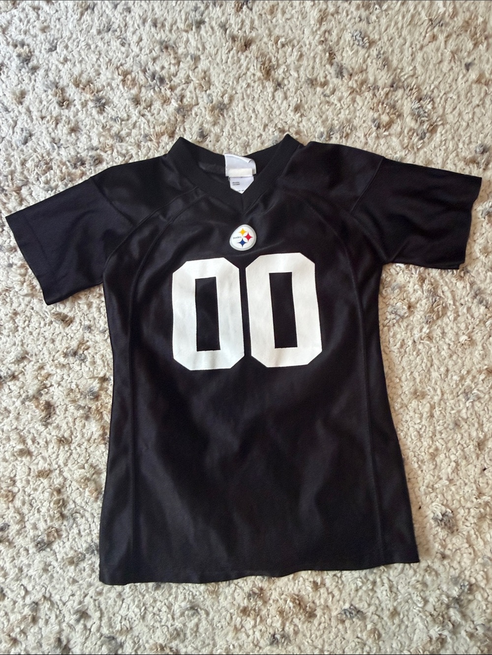 Kids Steelers Black Kids Football Jersey with White Number 00